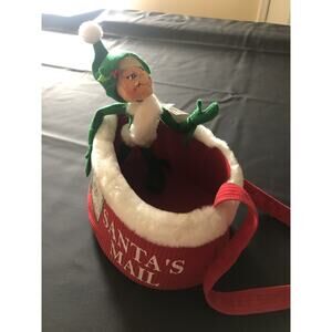 Annals Christmas 9” Elf In Santa’s Mail Bag Card Holder New With Tags